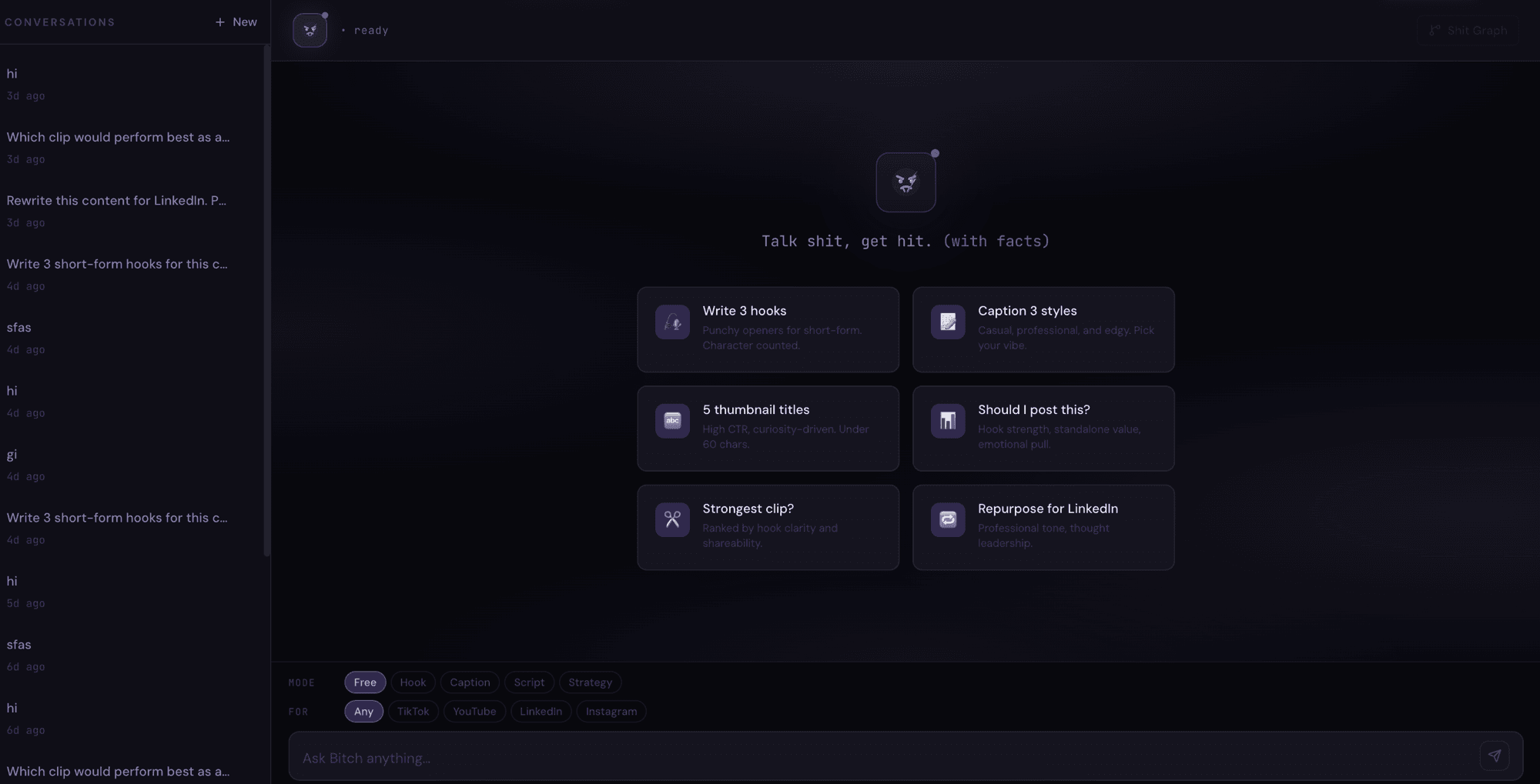 Bitchai AI feedback interface