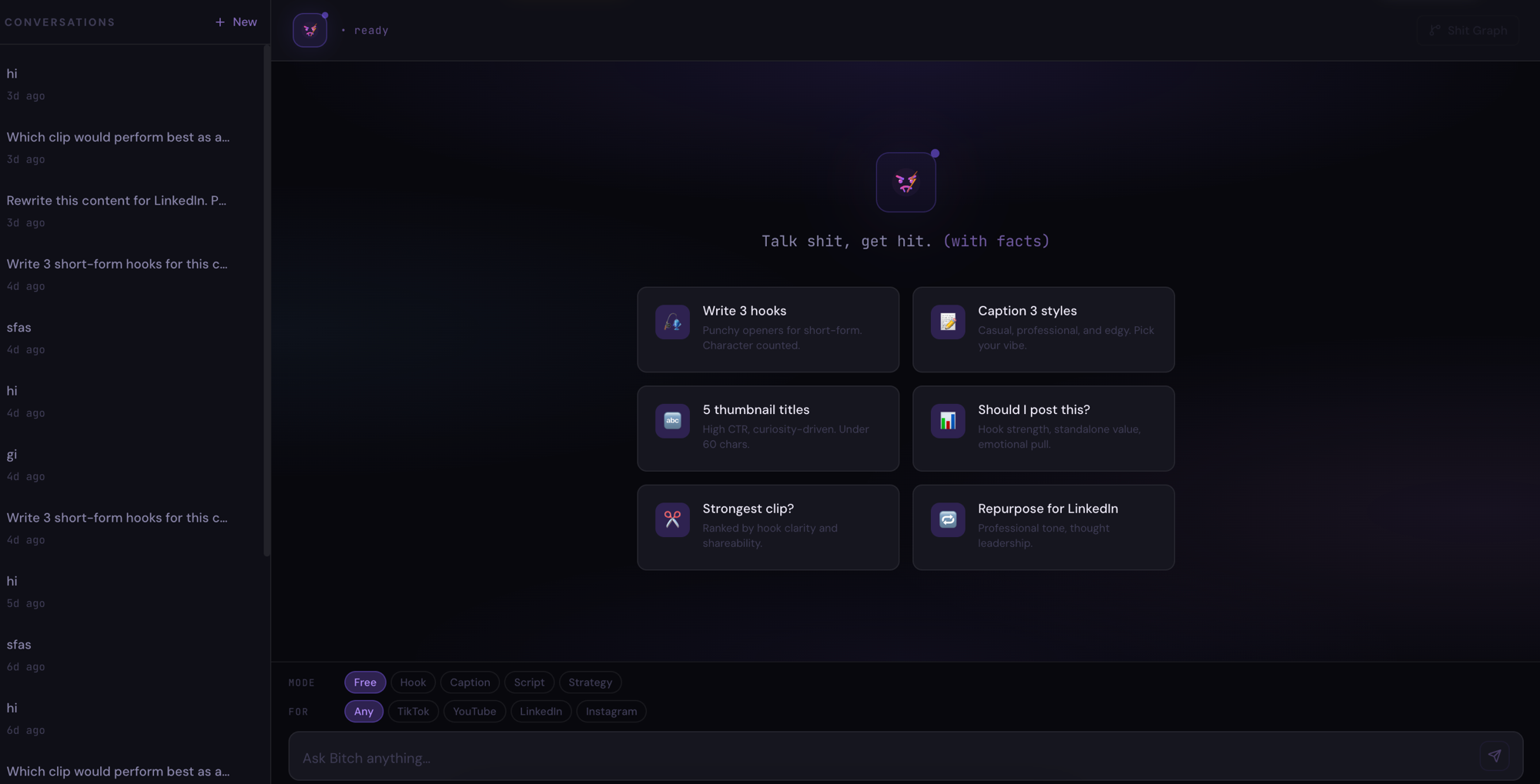 Bitchai AI feedback interface